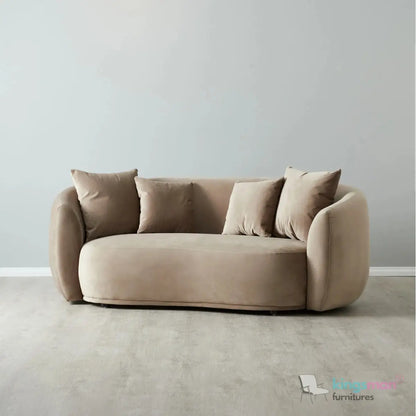Everbe 2 Seater Sofa - Boucle & Velvet, Mid-Century Luxe, High-Resilience Foam, Meranti Wood Frame Kingsman Furnitures