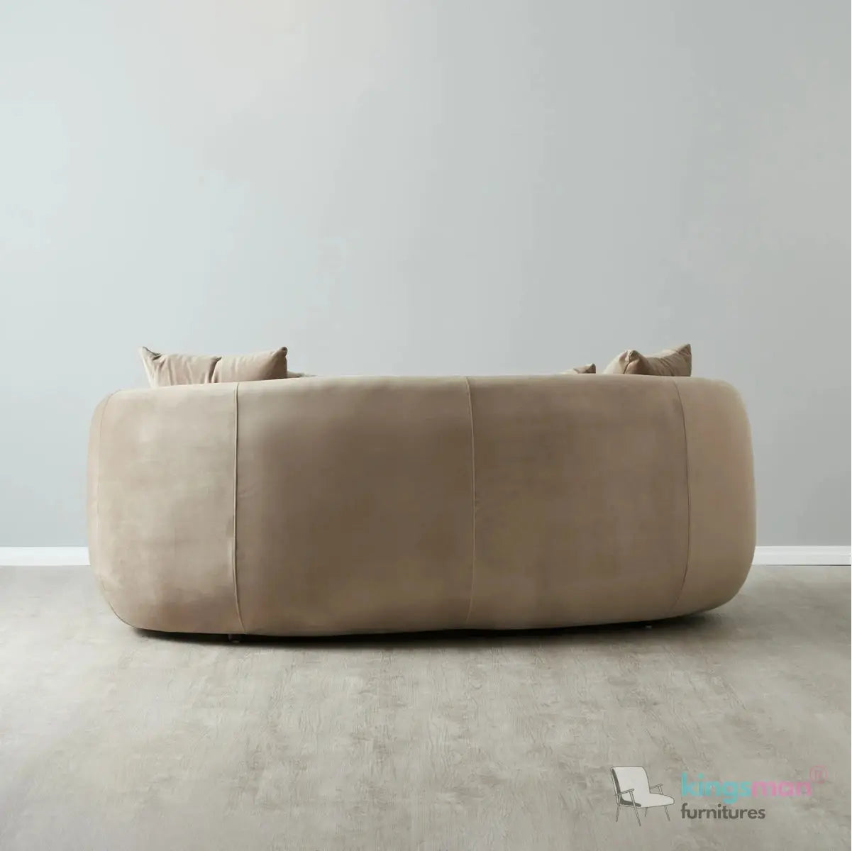 Everbe 2 Seater Sofa - Boucle & Velvet, Mid-Century Luxe, High-Resilience Foam, Meranti Wood Frame Kingsman Furnitures