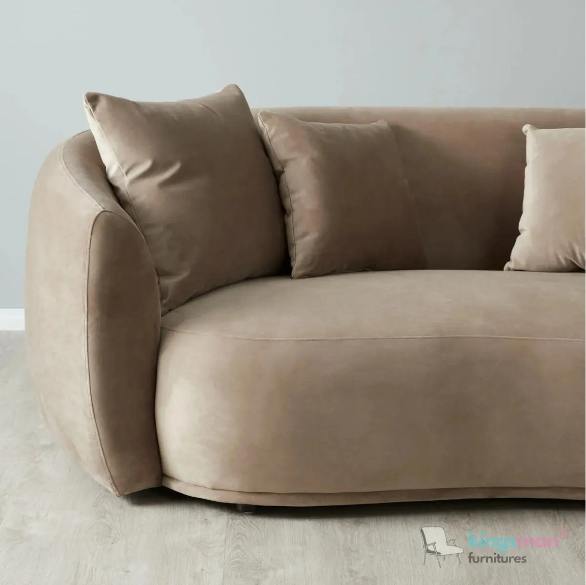Everbe 2 Seater Sofa - Boucle & Velvet, Mid-Century Luxe, High-Resilience Foam, Meranti Wood Frame Kingsman Furnitures