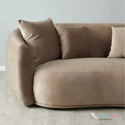 Everbe 2 Seater Sofa - Boucle & Velvet, Mid-Century Luxe, High-Resilience Foam, Meranti Wood Frame Kingsman Furnitures