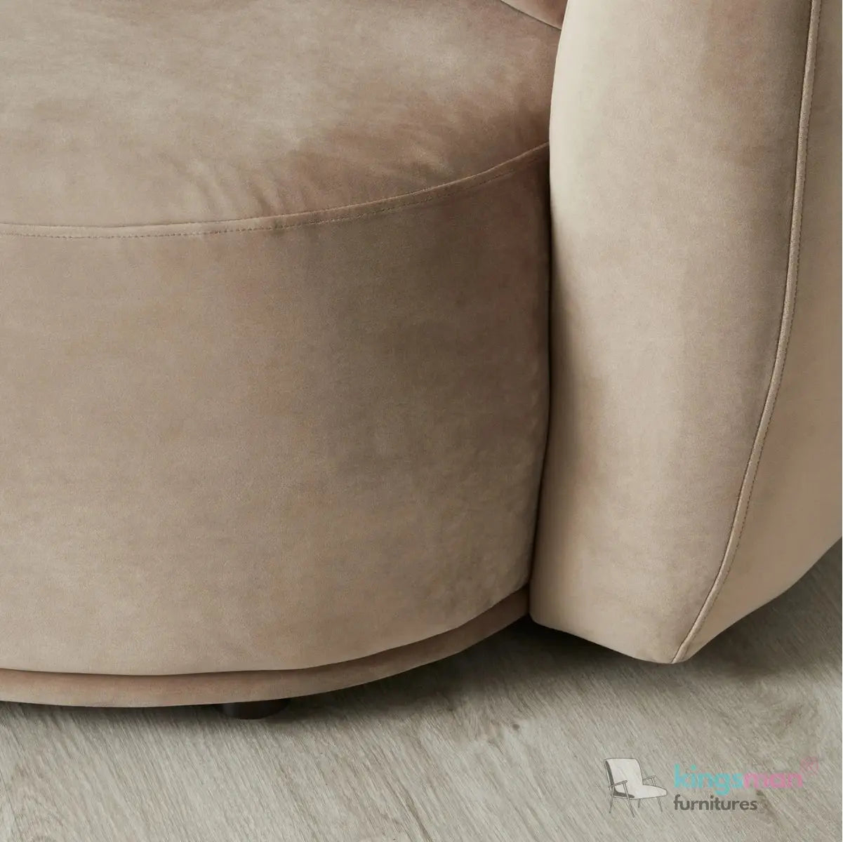 Everbe 2 Seater Sofa - Boucle & Velvet, Mid-Century Luxe, High-Resilience Foam, Meranti Wood Frame Kingsman Furnitures