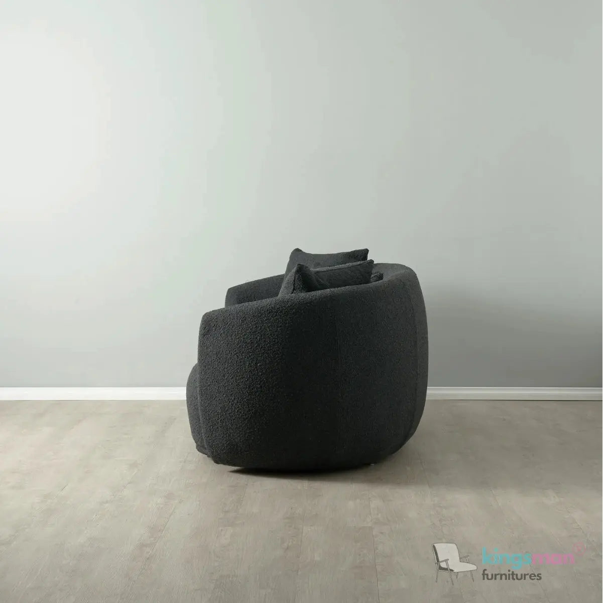 Everbe 2 Seater Sofa - Boucle & Velvet, Mid-Century Luxe, High-Resilience Foam, Meranti Wood Frame Kingsman Furnitures
