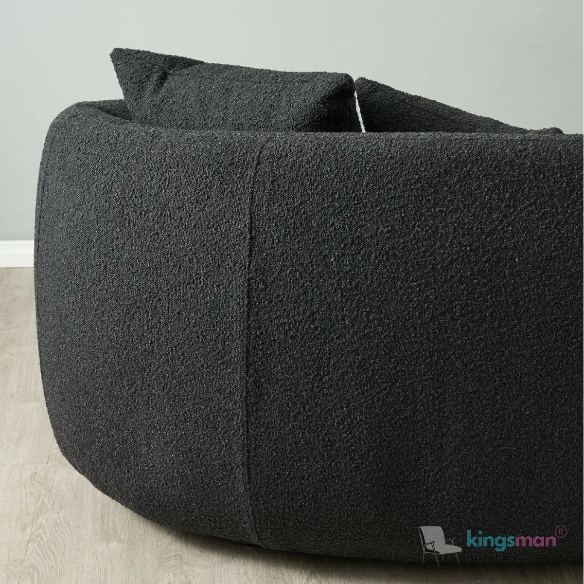 Everbe 2 Seater Sofa - Boucle & Velvet, Mid-Century Luxe, High-Resilience Foam, Meranti Wood Frame Kingsman Furnitures
