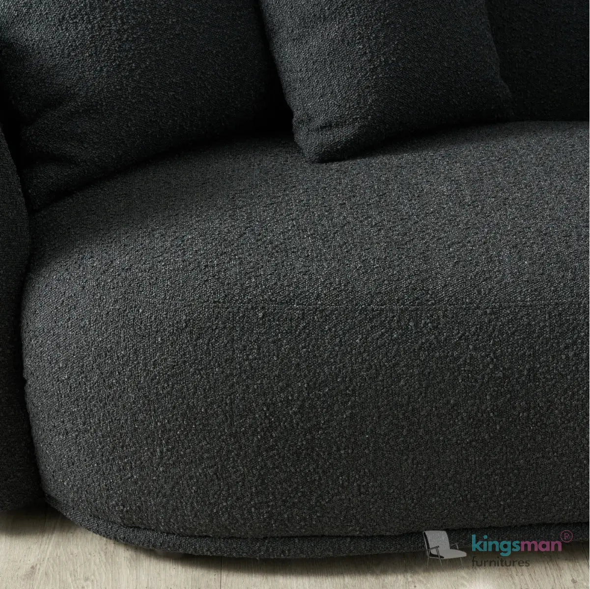 Everbe 2 Seater Sofa - Boucle & Velvet, Mid-Century Luxe, High-Resilience Foam, Meranti Wood Frame Kingsman Furnitures