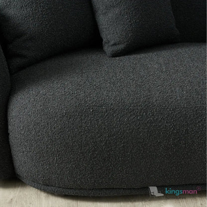 Everbe 2 Seater Sofa - Boucle & Velvet, Mid-Century Luxe, High-Resilience Foam, Meranti Wood Frame Kingsman Furnitures