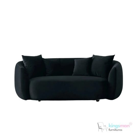 Everbe 2 Seater Sofa - Boucle & Velvet, Mid-Century Luxe, High-Resilience Foam, Meranti Wood Frame Kingsman Furnitures