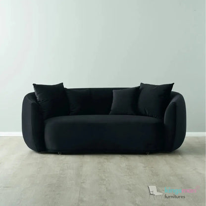 Everbe 2 Seater Sofa - Boucle & Velvet, Mid-Century Luxe, High-Resilience Foam, Meranti Wood Frame Kingsman Furnitures