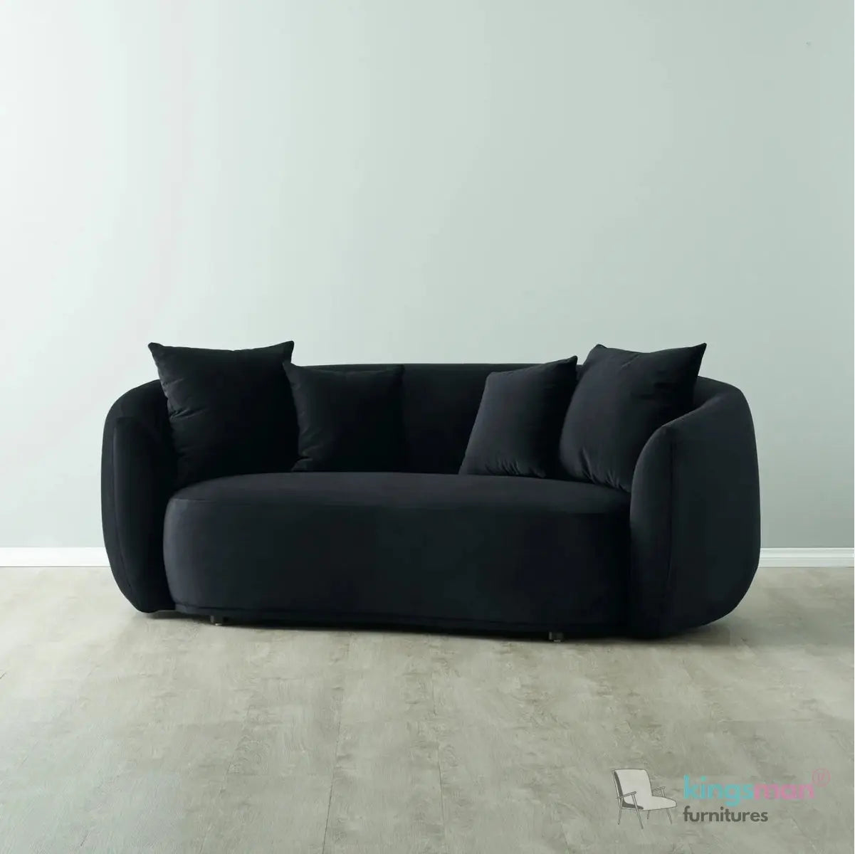 Everbe 2 Seater Sofa - Boucle & Velvet, Mid-Century Luxe, High-Resilience Foam, Meranti Wood Frame Kingsman Furnitures