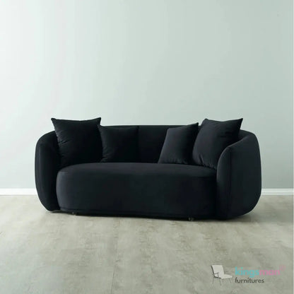 Everbe 2 Seater Sofa - Boucle & Velvet, Mid-Century Luxe, High-Resilience Foam, Meranti Wood Frame Kingsman Furnitures
