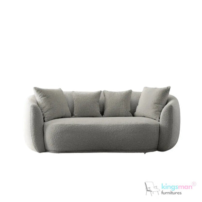Everbe 2 Seater Sofa - Boucle & Velvet, Mid-Century Luxe, High-Resilience Foam, Meranti Wood Frame Kingsman Furnitures