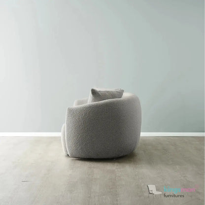 Everbe 2 Seater Sofa - Boucle & Velvet, Mid-Century Luxe, High-Resilience Foam, Meranti Wood Frame Kingsman Furnitures