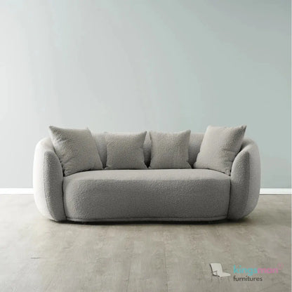 Everbe 2 Seater Sofa - Boucle & Velvet, Mid-Century Luxe, High-Resilience Foam, Meranti Wood Frame Kingsman Furnitures