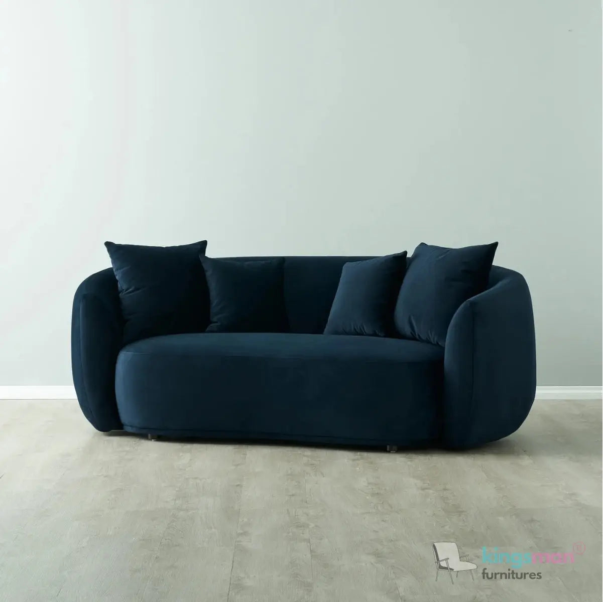 Everbe 2 Seater Sofa - Boucle & Velvet, Mid-Century Luxe, High-Resilience Foam, Meranti Wood Frame Kingsman Furnitures