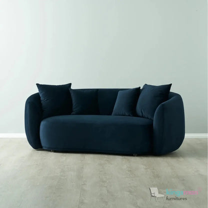 Everbe 2 Seater Sofa - Boucle & Velvet, Mid-Century Luxe, High-Resilience Foam, Meranti Wood Frame Kingsman Furnitures