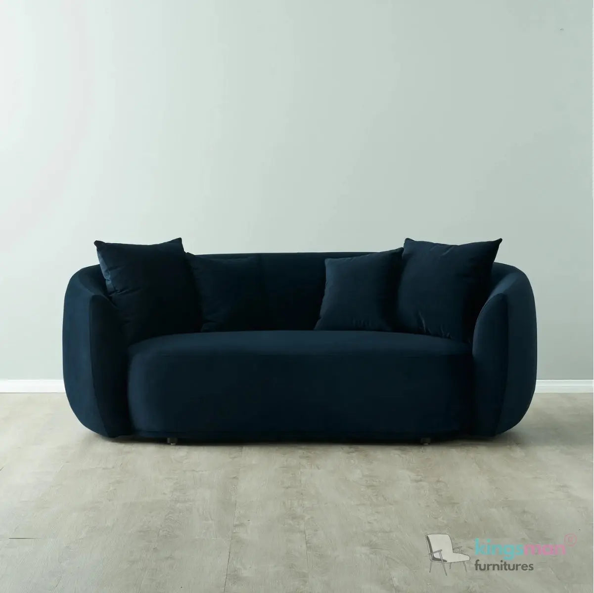 Everbe 2 Seater Sofa - Boucle & Velvet, Mid-Century Luxe, High-Resilience Foam, Meranti Wood Frame Kingsman Furnitures