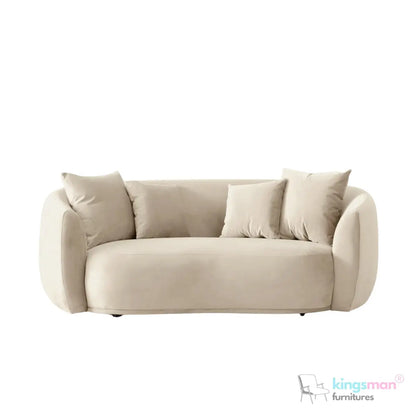 Everbe 2 Seater Sofa - Boucle & Velvet, Mid-Century Luxe, High-Resilience Foam, Meranti Wood Frame Kingsman Furnitures