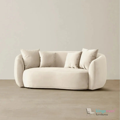 Everbe 2 Seater Sofa - Boucle & Velvet, Mid-Century Luxe, High-Resilience Foam, Meranti Wood Frame Kingsman Furnitures