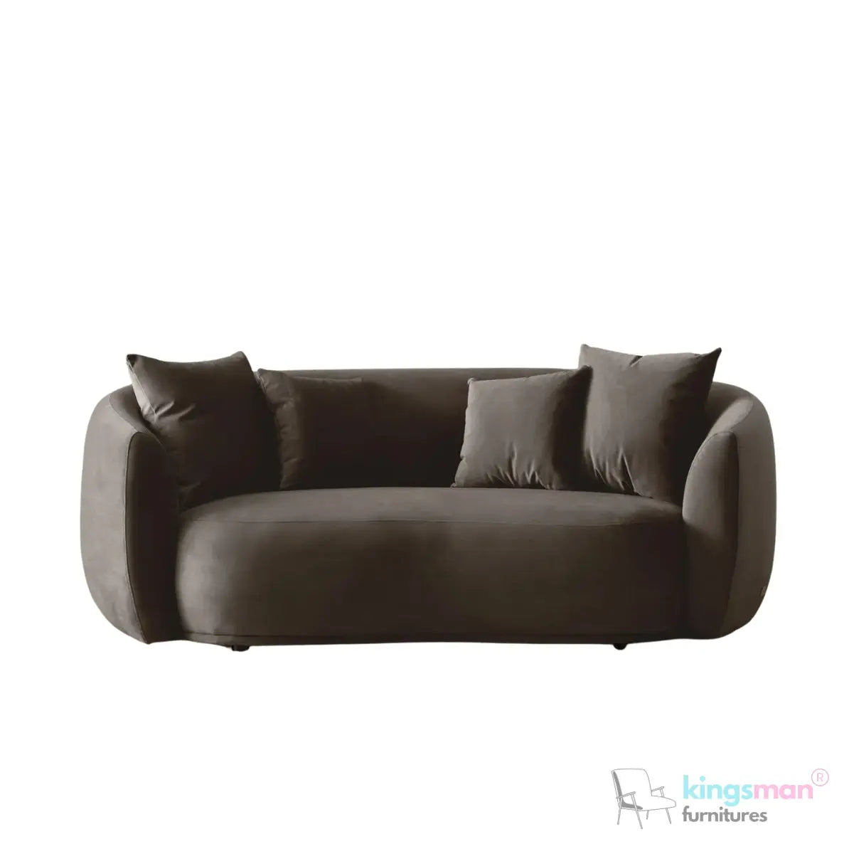 Everbe 2 Seater Sofa - Boucle & Velvet, Mid-Century Luxe, High-Resilience Foam, Meranti Wood Frame Kingsman Furnitures