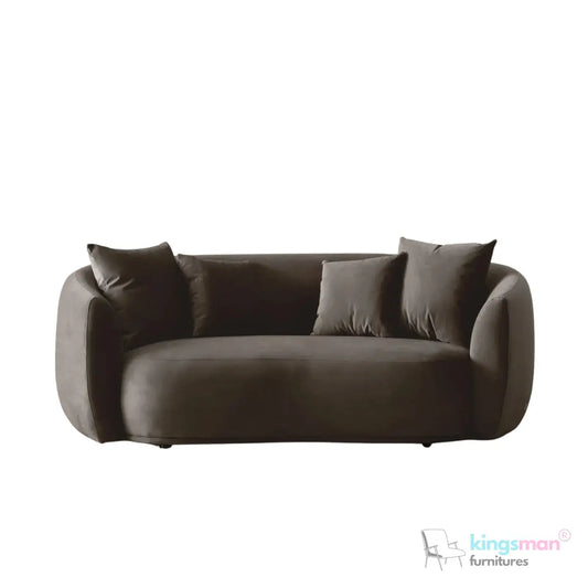 Everbe 2 Seater Sofa - Boucle & Velvet, Mid-Century Luxe, High-Resilience Foam, Meranti Wood Frame Kingsman Furnitures