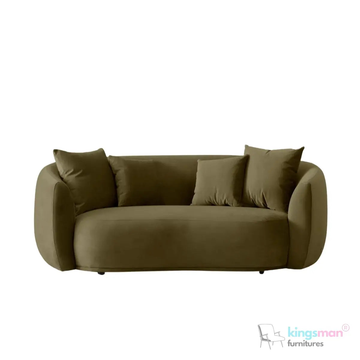 Everbe 2 Seater Sofa - Boucle & Velvet, Mid-Century Luxe, High-Resilience Foam, Meranti Wood Frame Kingsman Furnitures
