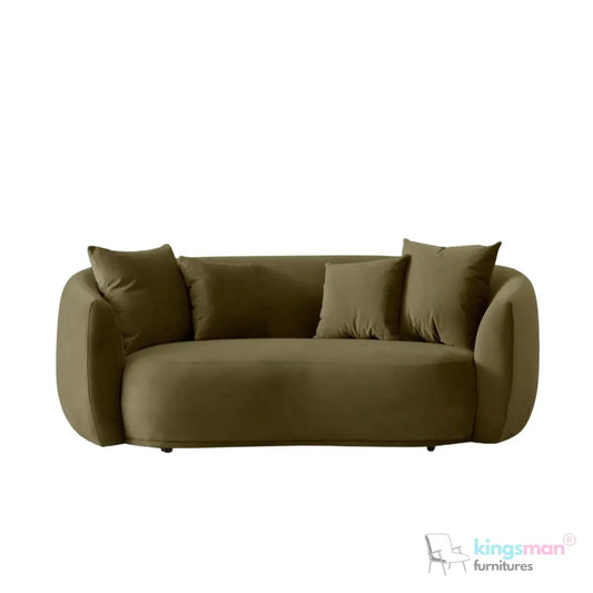 Everbe 2 Seater Sofa - Boucle & Velvet, Mid-Century Luxe, High-Resilience Foam, Meranti Wood Frame Kingsman Furnitures