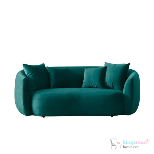 Everbe 2 Seater Sofa - Boucle & Velvet, Mid-Century Luxe, High-Resilience Foam, Meranti Wood Frame Kingsman Furnitures