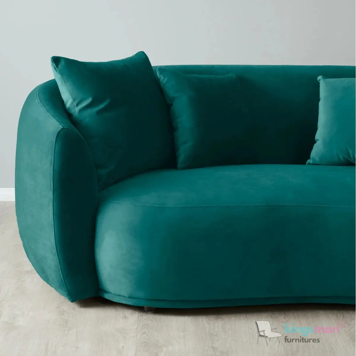 Everbe 2 Seater Sofa - Boucle & Velvet, Mid-Century Luxe, High-Resilience Foam, Meranti Wood Frame Kingsman Furnitures