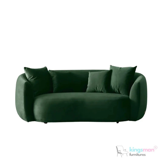 Everbe 2 Seater Sofa - Boucle & Velvet, Mid-Century Luxe, High-Resilience Foam, Meranti Wood Frame Kingsman Furnitures