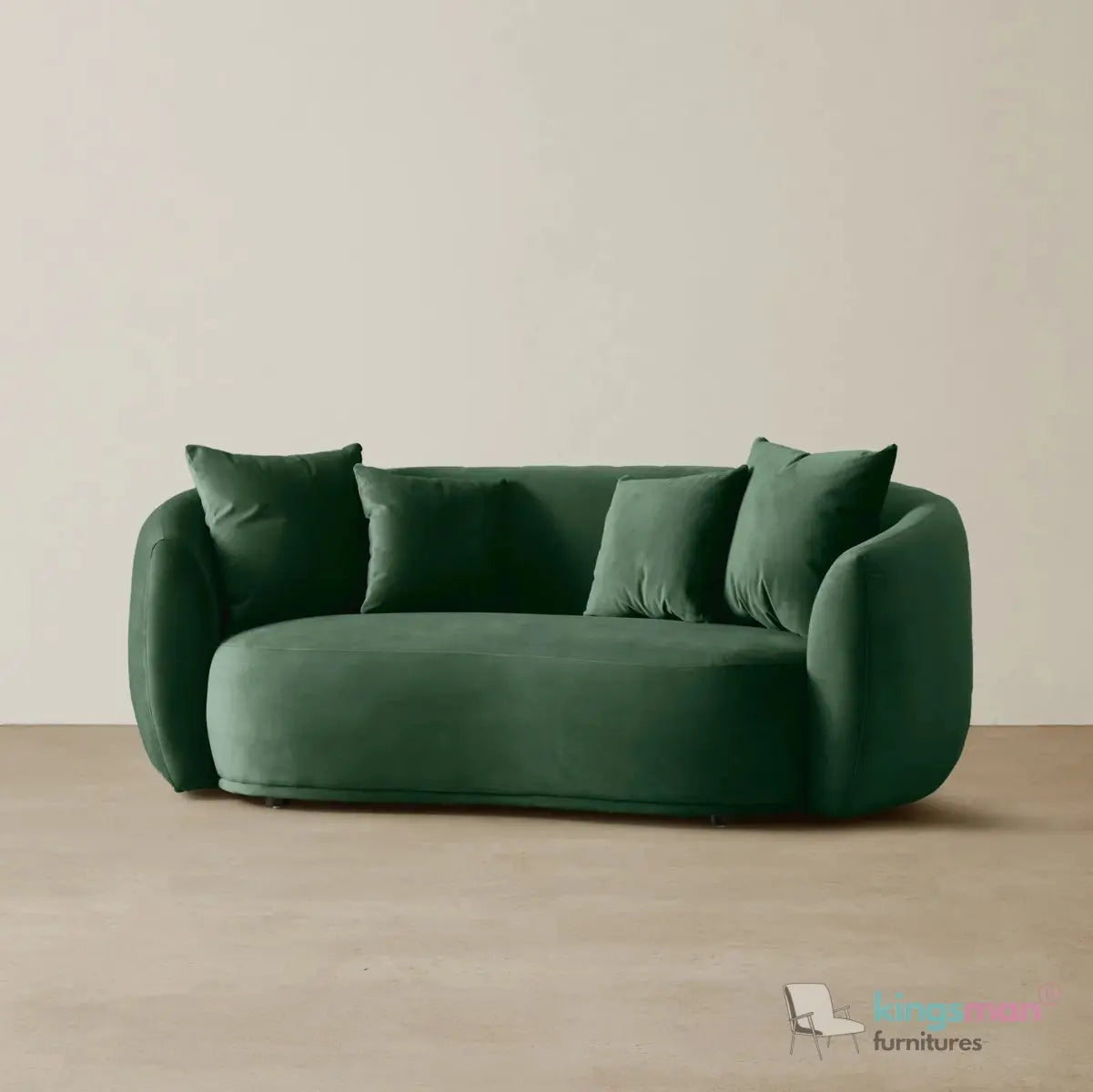 Everbe 2 Seater Sofa - Boucle & Velvet, Mid-Century Luxe, High-Resilience Foam, Meranti Wood Frame Kingsman Furnitures