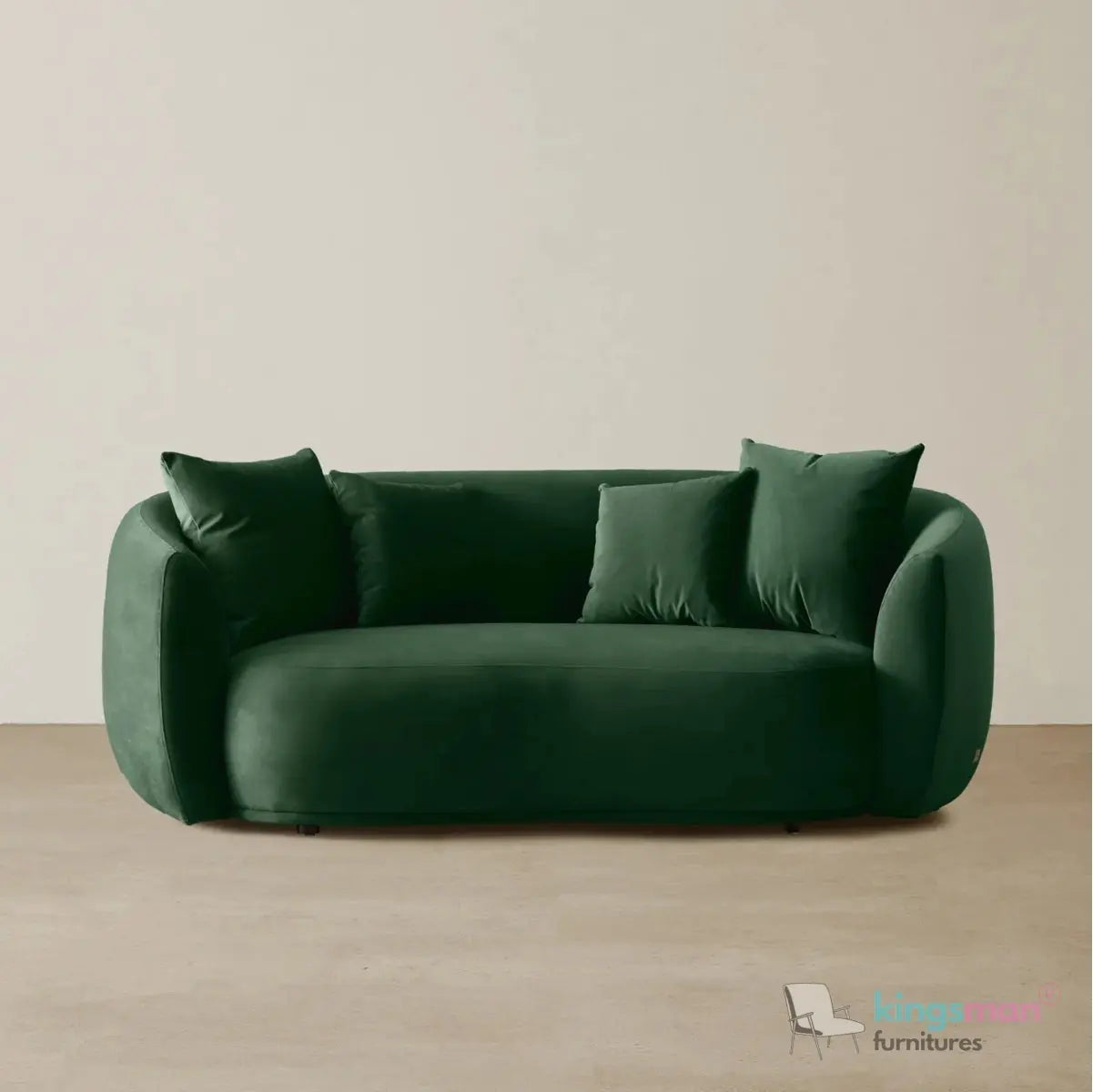 Everbe 2 Seater Sofa - Boucle & Velvet, Mid-Century Luxe, High-Resilience Foam, Meranti Wood Frame Kingsman Furnitures