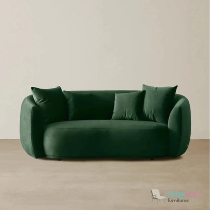 Everbe 2 Seater Sofa - Boucle & Velvet, Mid-Century Luxe, High-Resilience Foam, Meranti Wood Frame Kingsman Furnitures