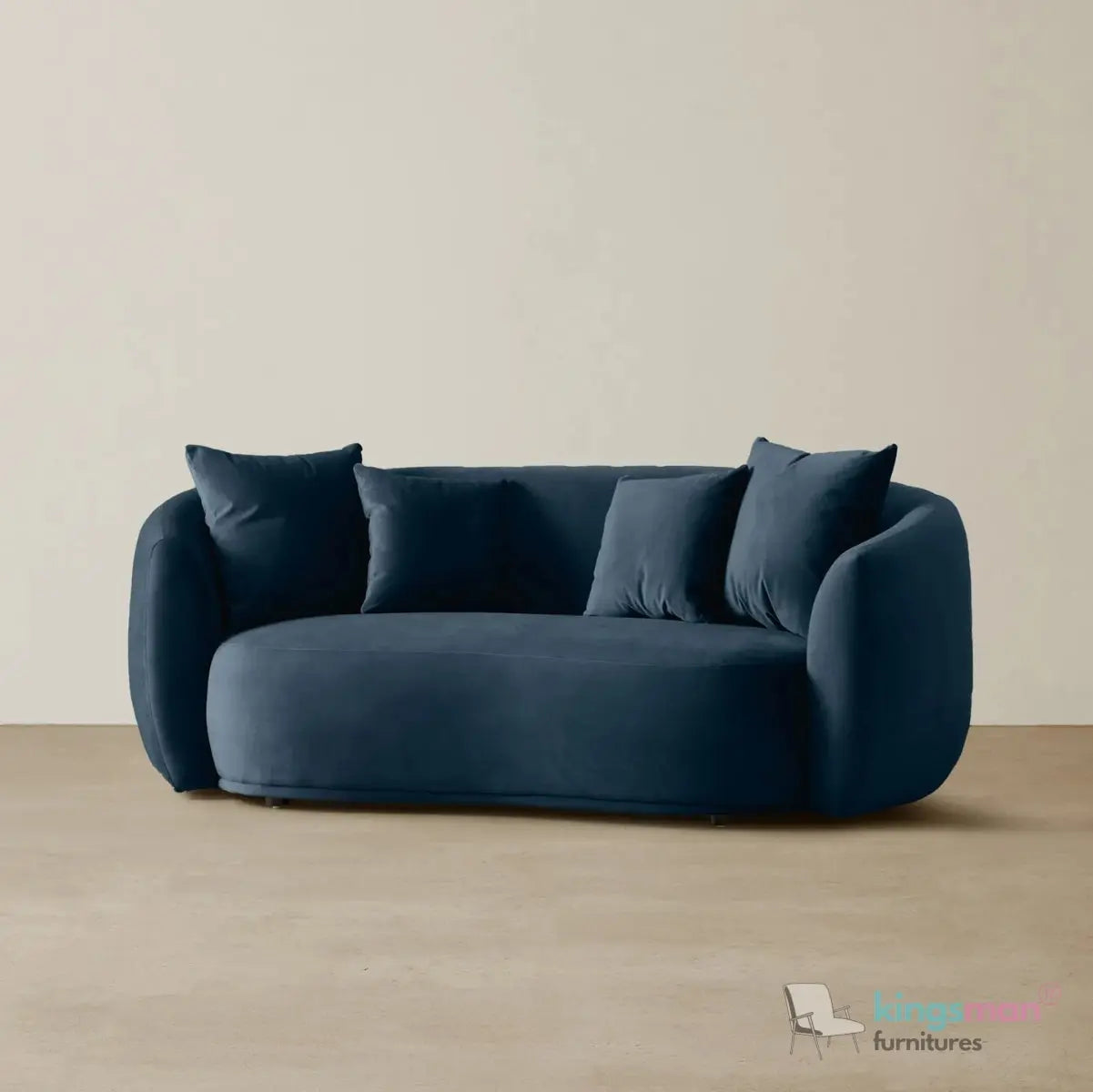 Everbe 2 Seater Sofa - Boucle & Velvet, Mid-Century Luxe, High-Resilience Foam, Meranti Wood Frame Kingsman Furnitures