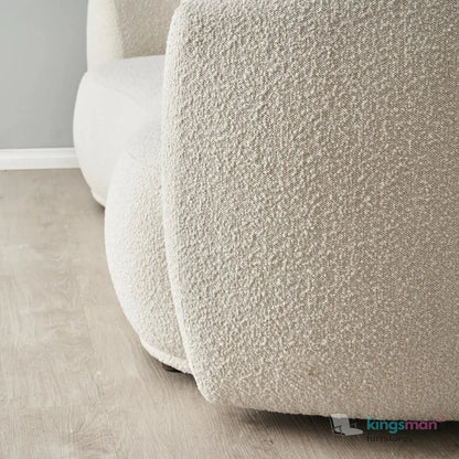 Everbe 3 Seater Sofa - Boucle & Velvet, Mid-Century Luxe, High-Resilience Foam, Meranti Wood Frame Kingsman Furnitures