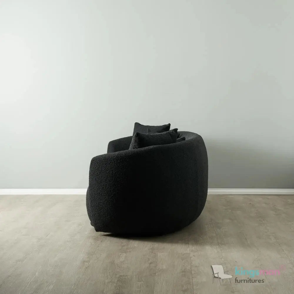 Everbe 3 Seater Sofa - Boucle & Velvet, Mid-Century Luxe, High-Resilience Foam, Meranti Wood Frame Kingsman Furnitures