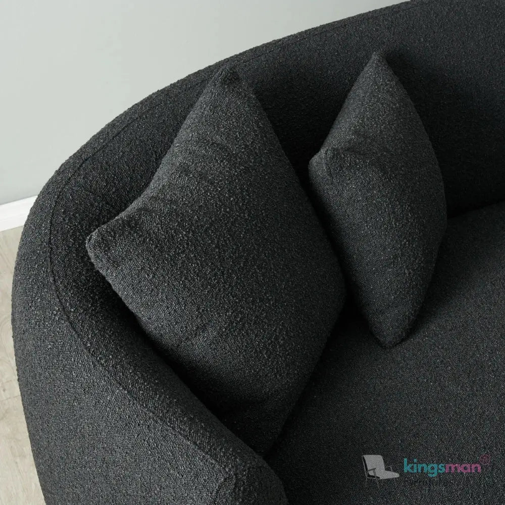 Everbe 3 Seater Sofa - Boucle & Velvet, Mid-Century Luxe, High-Resilience Foam, Meranti Wood Frame Kingsman Furnitures