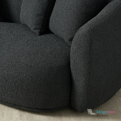 Everbe 3 Seater Sofa - Boucle & Velvet, Mid-Century Luxe, High-Resilience Foam, Meranti Wood Frame Kingsman Furnitures