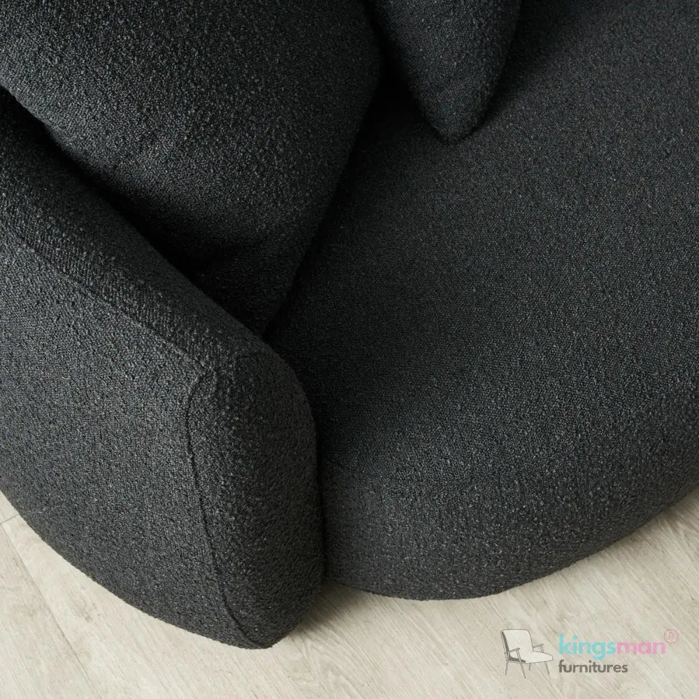 Everbe 3 Seater Sofa - Boucle & Velvet, Mid-Century Luxe, High-Resilience Foam, Meranti Wood Frame Kingsman Furnitures