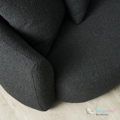 Everbe 3 Seater Sofa - Boucle & Velvet, Mid-Century Luxe, High-Resilience Foam, Meranti Wood Frame Kingsman Furnitures