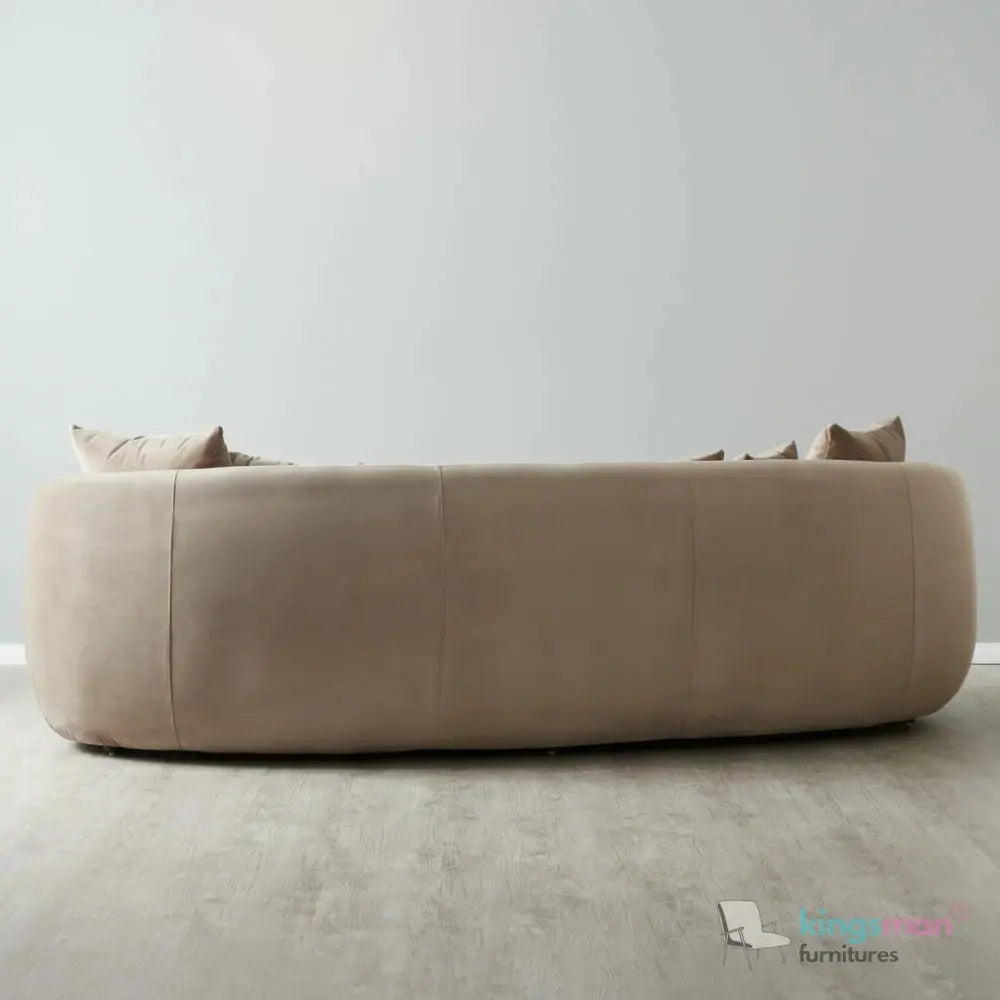 Everbe 3 Seater Sofa - Boucle & Velvet, Mid-Century Luxe, High-Resilience Foam, Meranti Wood Frame Kingsman Furnitures