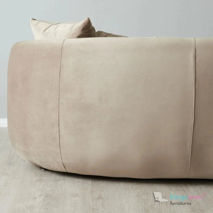 Everbe 3 Seater Sofa - Boucle & Velvet, Mid-Century Luxe, High-Resilience Foam, Meranti Wood Frame Kingsman Furnitures