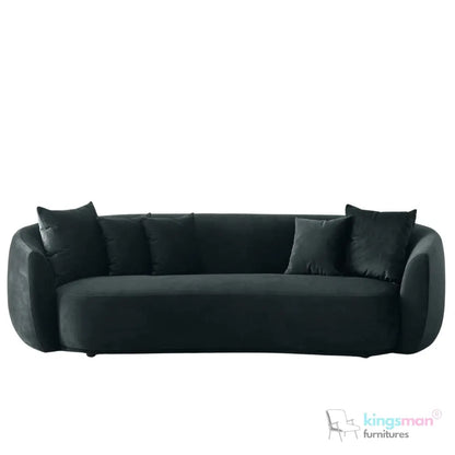 Everbe 3 Seater Sofa - Boucle & Velvet, Mid-Century Luxe, High-Resilience Foam, Meranti Wood Frame Kingsman Furnitures