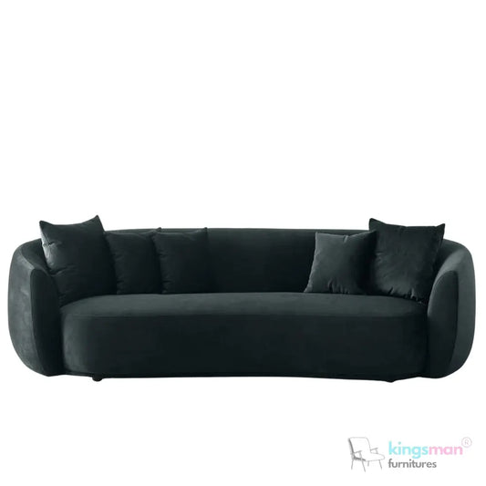 Everbe 3 Seater Sofa - Boucle & Velvet, Mid-Century Luxe, High-Resilience Foam, Meranti Wood Frame Kingsman Furnitures