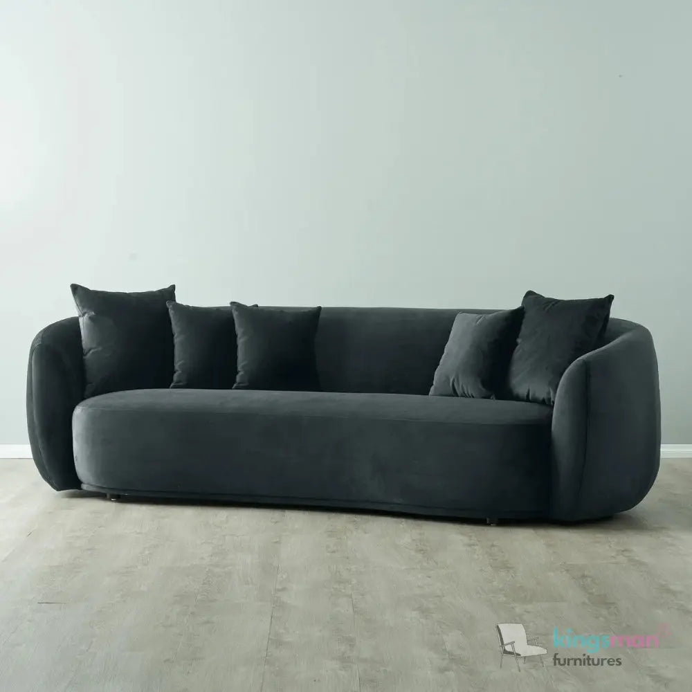 Everbe 3 Seater Sofa - Boucle & Velvet, Mid-Century Luxe, High-Resilience Foam, Meranti Wood Frame Kingsman Furnitures
