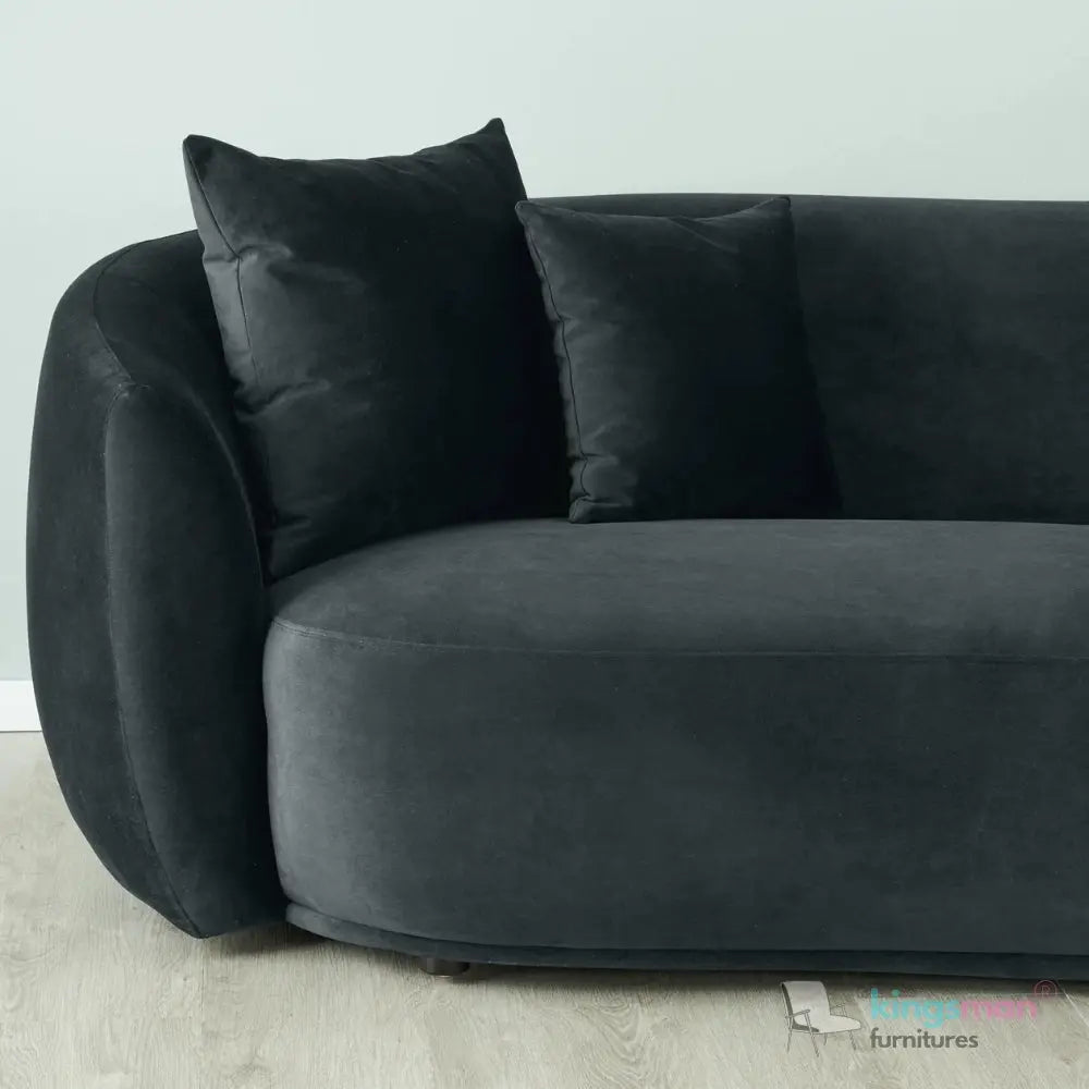 Everbe 3 Seater Sofa - Boucle & Velvet, Mid-Century Luxe, High-Resilience Foam, Meranti Wood Frame Kingsman Furnitures