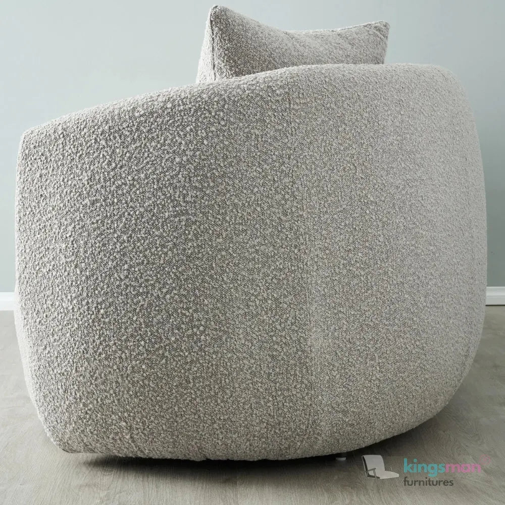 Everbe 3 Seater Sofa - Boucle & Velvet, Mid-Century Luxe, High-Resilience Foam, Meranti Wood Frame Kingsman Furnitures