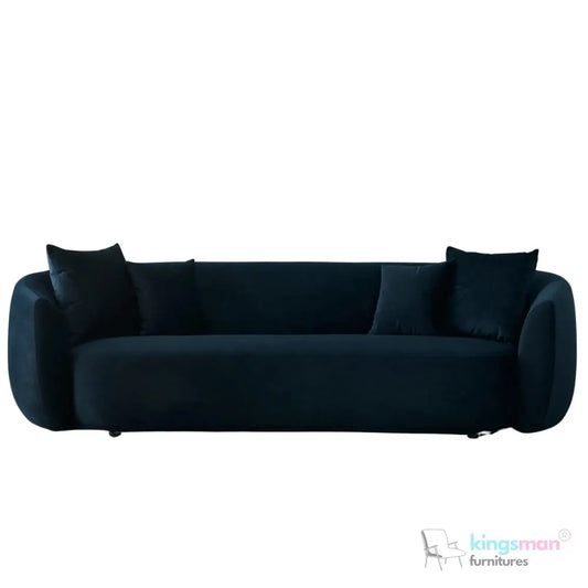 Everbe 3 Seater Sofa - Boucle & Velvet, Mid-Century Luxe, High-Resilience Foam, Meranti Wood Frame Kingsman Furnitures