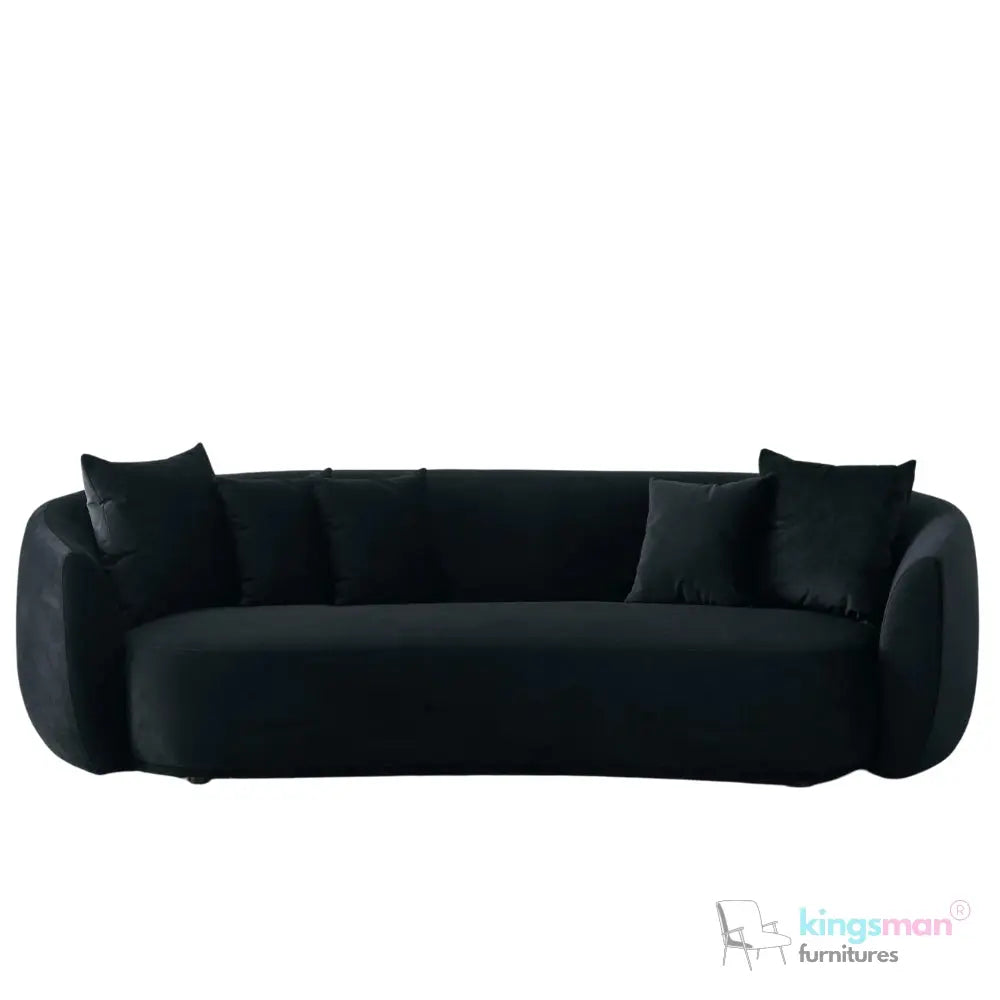 Everbe 3 Seater Sofa - Boucle & Velvet, Mid-Century Luxe, High-Resilience Foam, Meranti Wood Frame Kingsman Furnitures