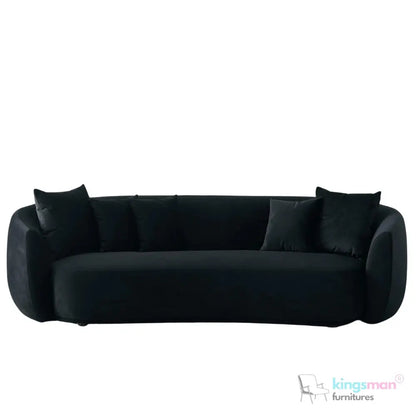 Everbe 3 Seater Sofa - Boucle & Velvet, Mid-Century Luxe, High-Resilience Foam, Meranti Wood Frame Kingsman Furnitures