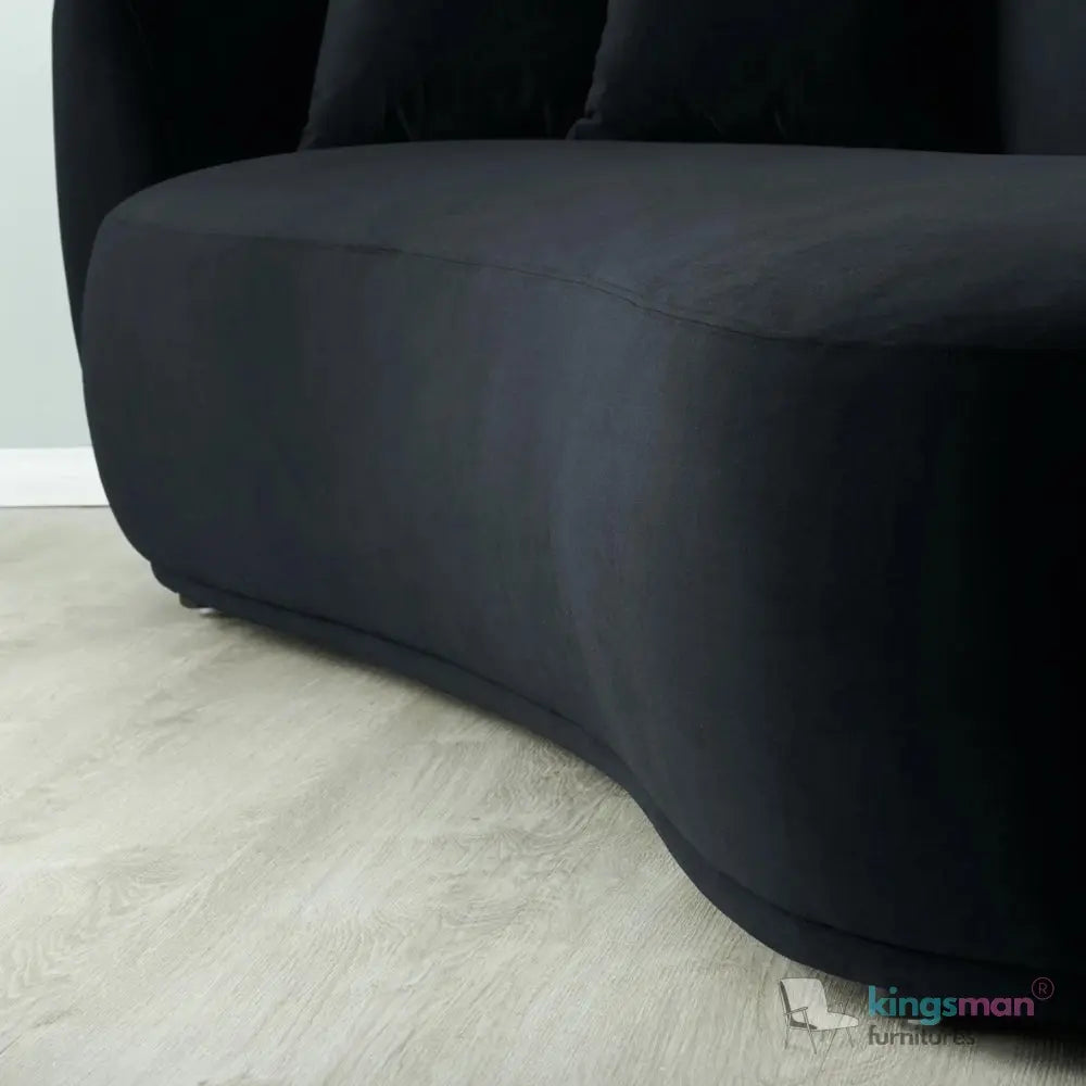 Everbe 3 Seater Sofa - Boucle & Velvet, Mid-Century Luxe, High-Resilience Foam, Meranti Wood Frame Kingsman Furnitures