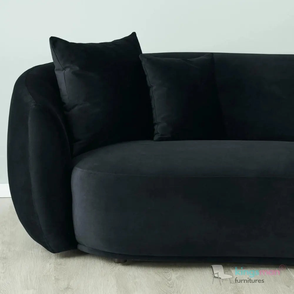 Everbe 3 Seater Sofa - Boucle & Velvet, Mid-Century Luxe, High-Resilience Foam, Meranti Wood Frame Kingsman Furnitures